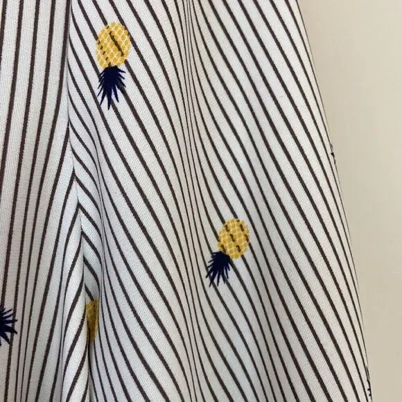 Le Lis-Pinstripe and Pineapple Faux Wrap Slit Bell Sleeve Top (Medium) - Picture 8 of 10